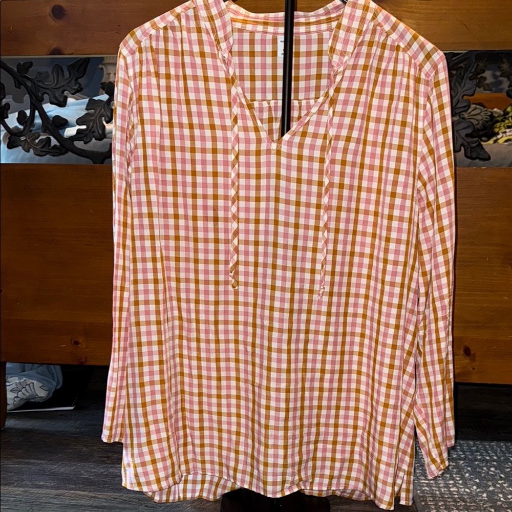Old Navy Pink and Yellow Plaid Blouse